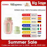 KONKA KGZJ-1001S Portable USB Juicer – 500mL 2000mAh Battery 10-Blade Stainless Steel Magnetic Safety Lock Dual Lid Design Juice
