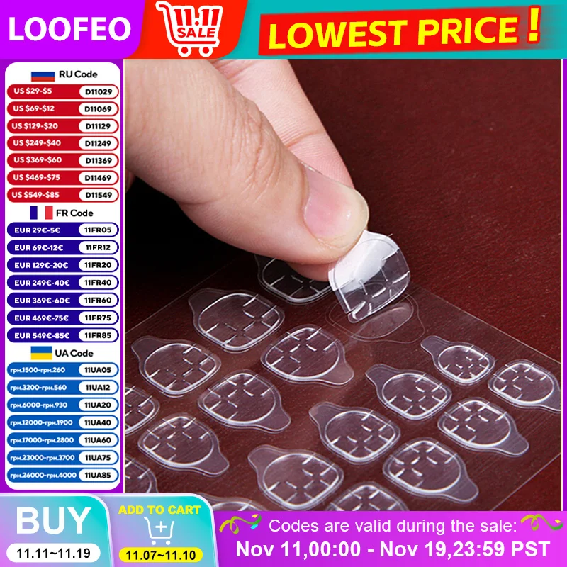 

25 Sheets 24/600pcs Double Sided False Nail Art Adhesive Tape Glue Sticker DIY Tips Fake Nail Acrylic Manicure Gel Makeup Tools