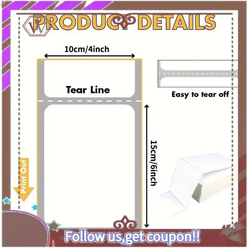 أحدث الملصقات الحرارية المباشرة 500 ملصقًا لكل مكدسة - لاصق قوي لملصق الشحن