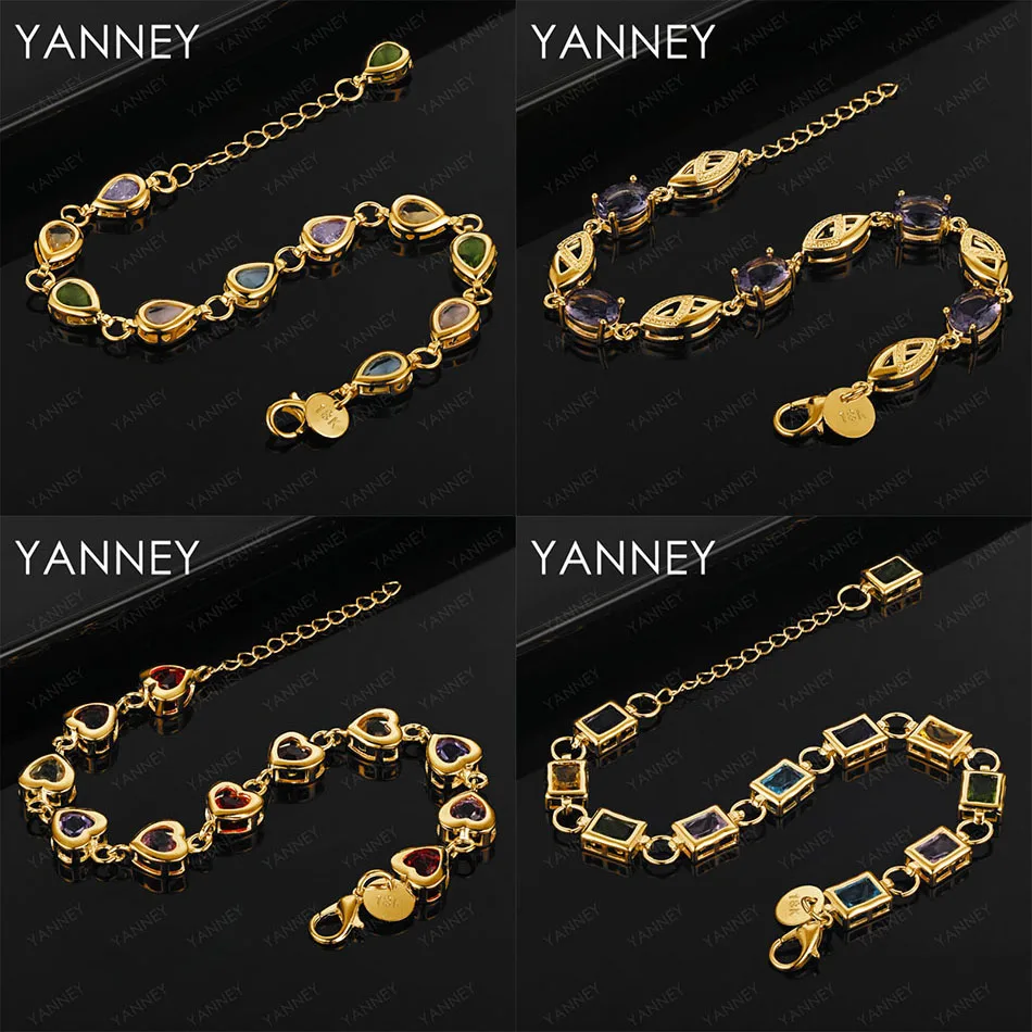 

Luxury 925 sterling silver 18K gold exquisite colorful zircon bracelet women's wedding party jewelry gift accessories
