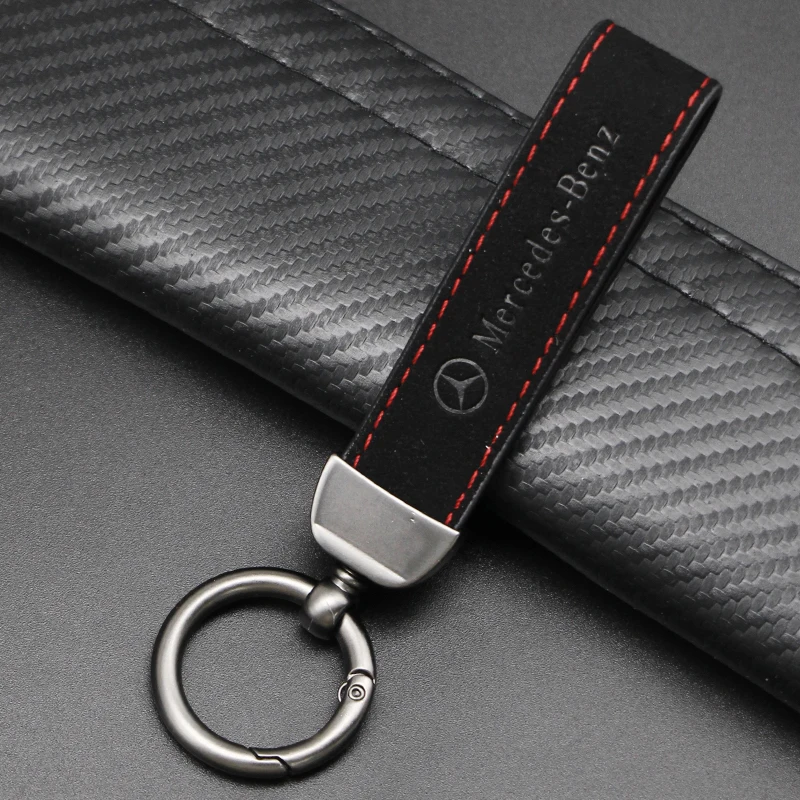 2024 New Metal Leather Car Logo Keyring Luxury Keychain For Mercedes Benz AMG A B C E S GLA GLB GLC GLE CLA G ML R Accessories