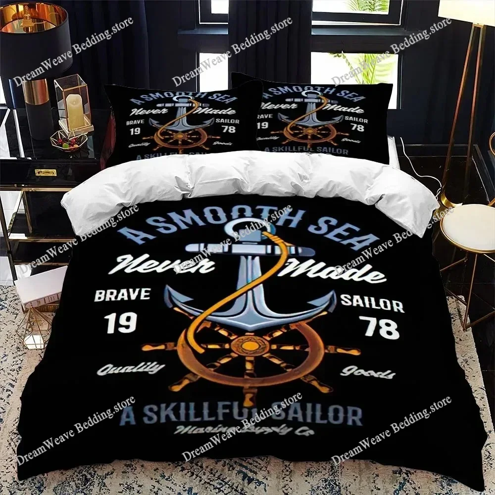 Bedding Decor Nautical Ocean Anchor Bedding Sets 2025 Ocean Spirit Duvet Cover Bedding Set King Queen Bed Linen with Pillowcase