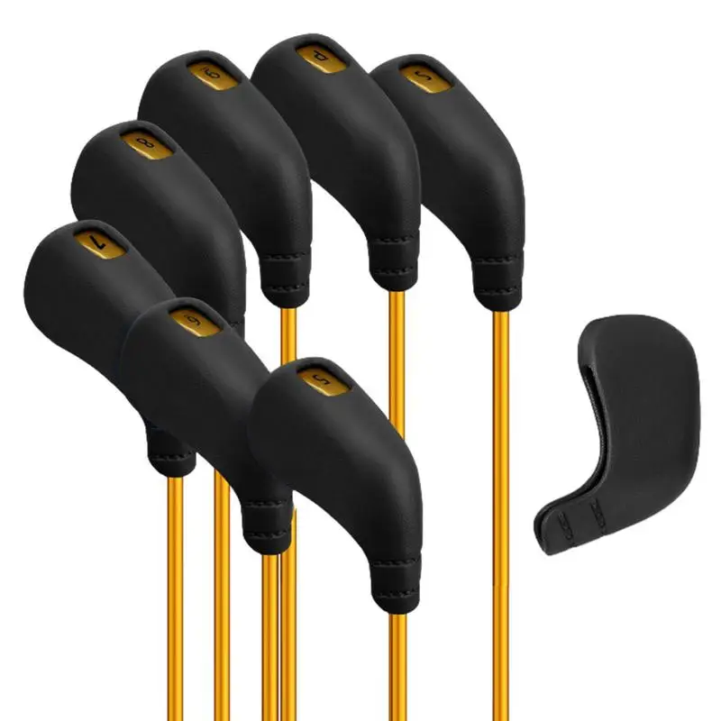 

Golf Club Head Covers Driver Headcover With Hollow Number Hole Head Protector 8PCS Golf Iron Covers Set Golf Club Head Covers