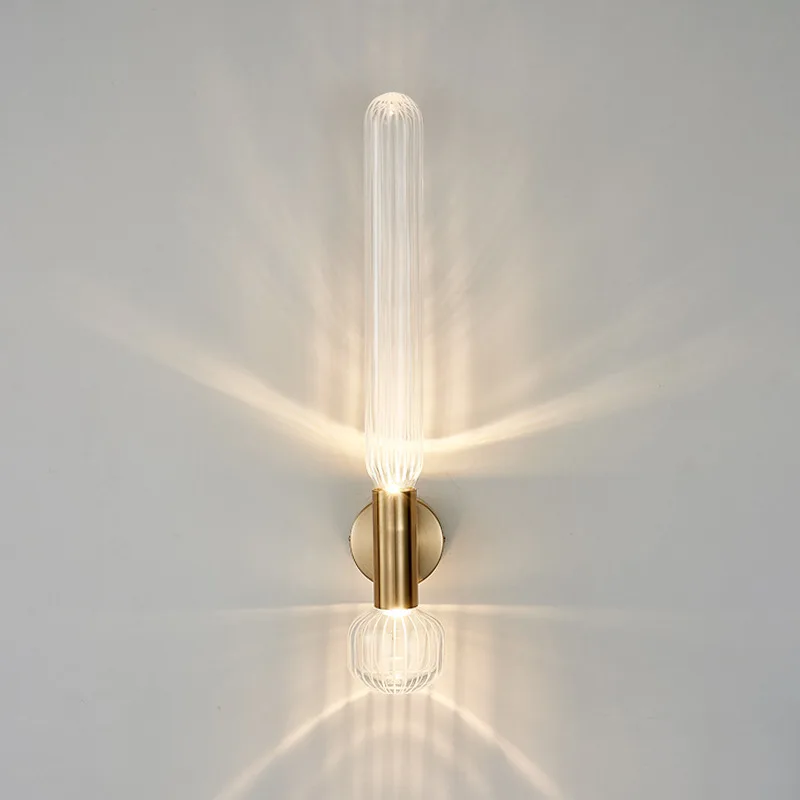 

Modern simple wall lamp American living room background glass wall lamp art bedroom bedside aisle designer