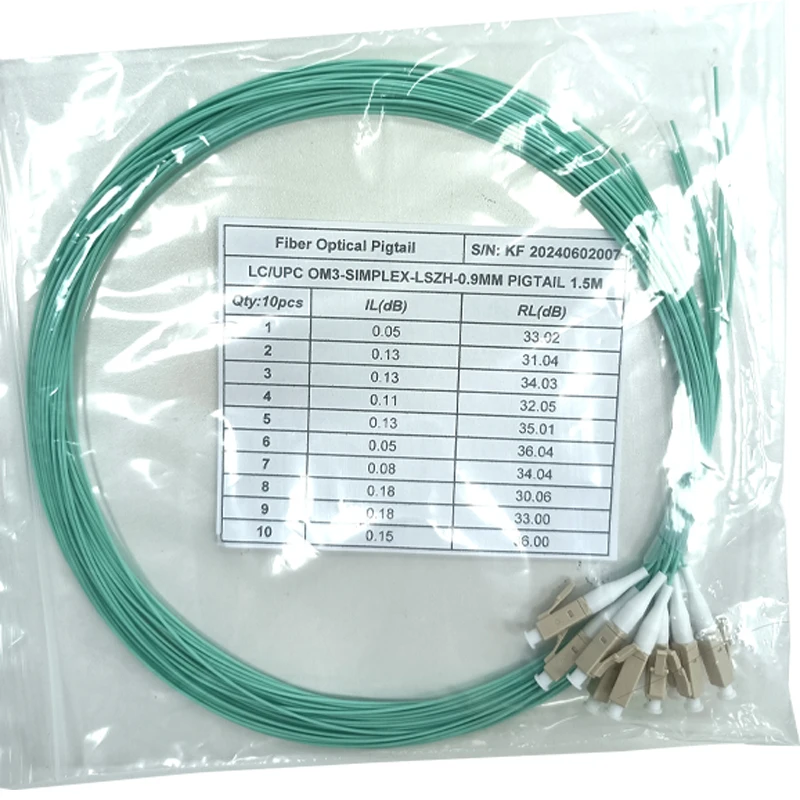 faso 50Pcs LC/UPC OM3 Fiber Optic Pigtails MM G652D SX Core 0.9mm Optical Pigtail LSZH Jacket