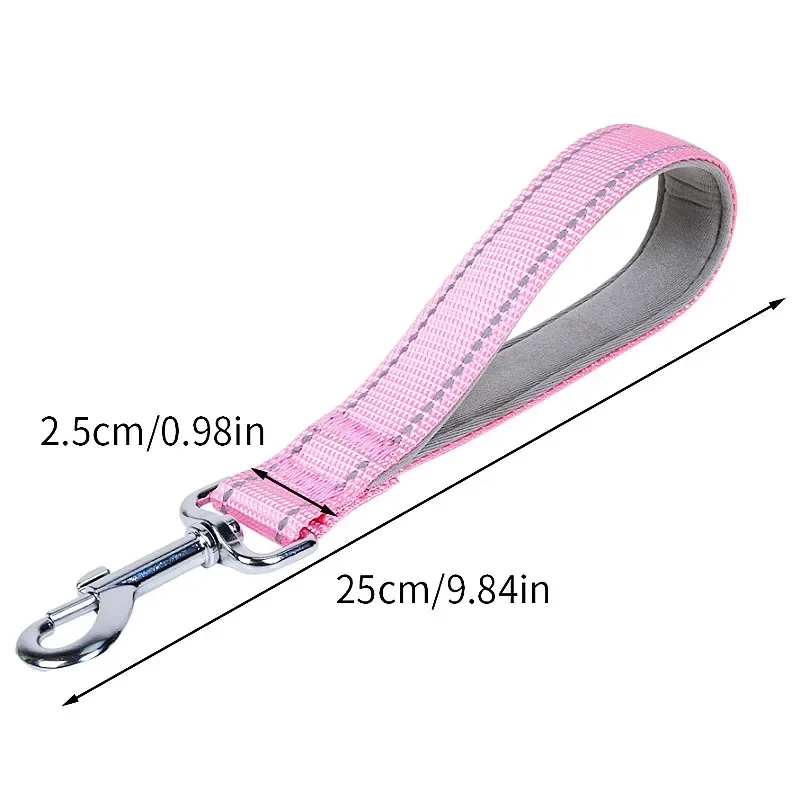 Hundeleine, kurze Hundeleine, 25 cm, reflektierende Leinen für Spaziergänge mit bequemem Griff, große Hundekettenleinen, Haustierzubehör