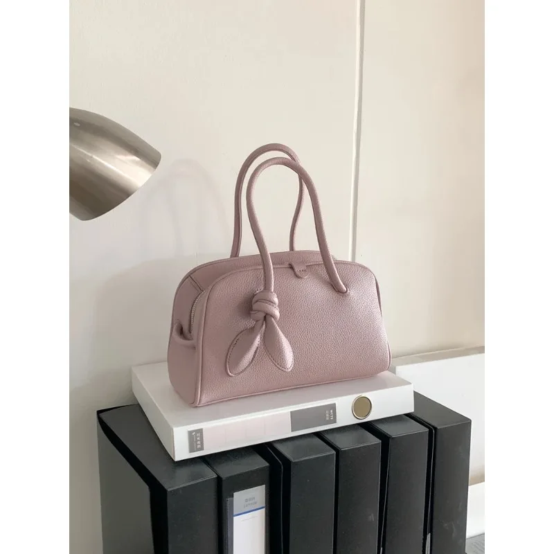 

Korean Sle Casual Large Capaci Boston Bag Women's Handbag Litchi Pattern Soft PU Leather Daily Use Bag