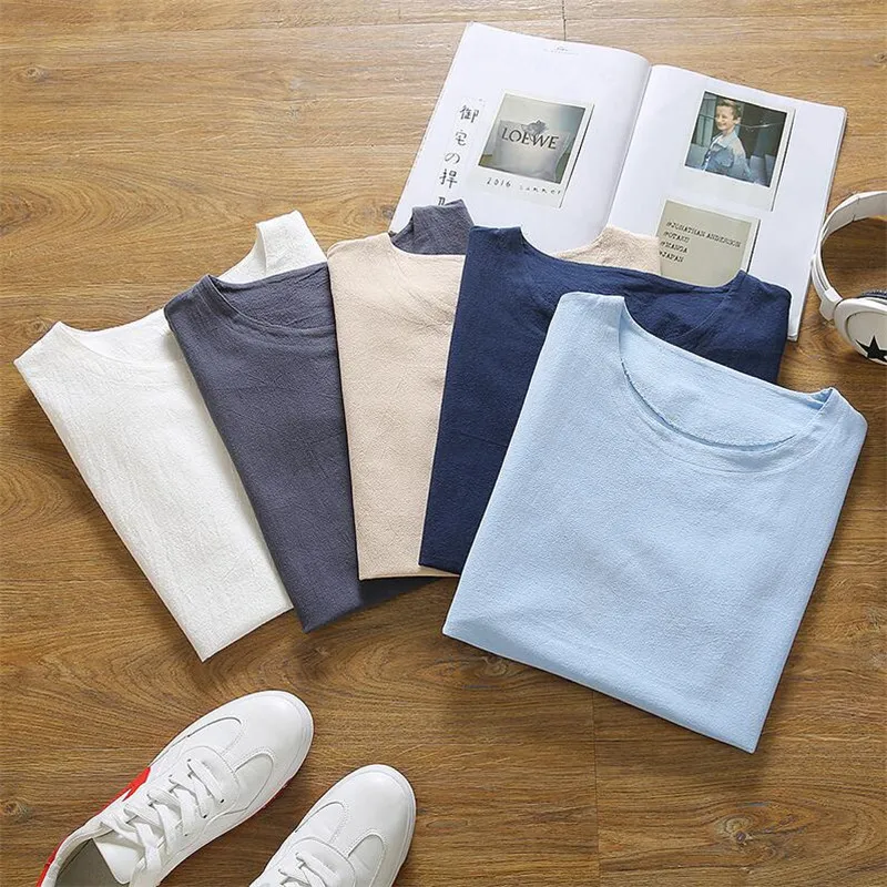 2024 Brand New  Men's simple short sleeve T-shirt Male  casual plus size cotton linen clothes,big size  , M-6XL 7XL camiseta