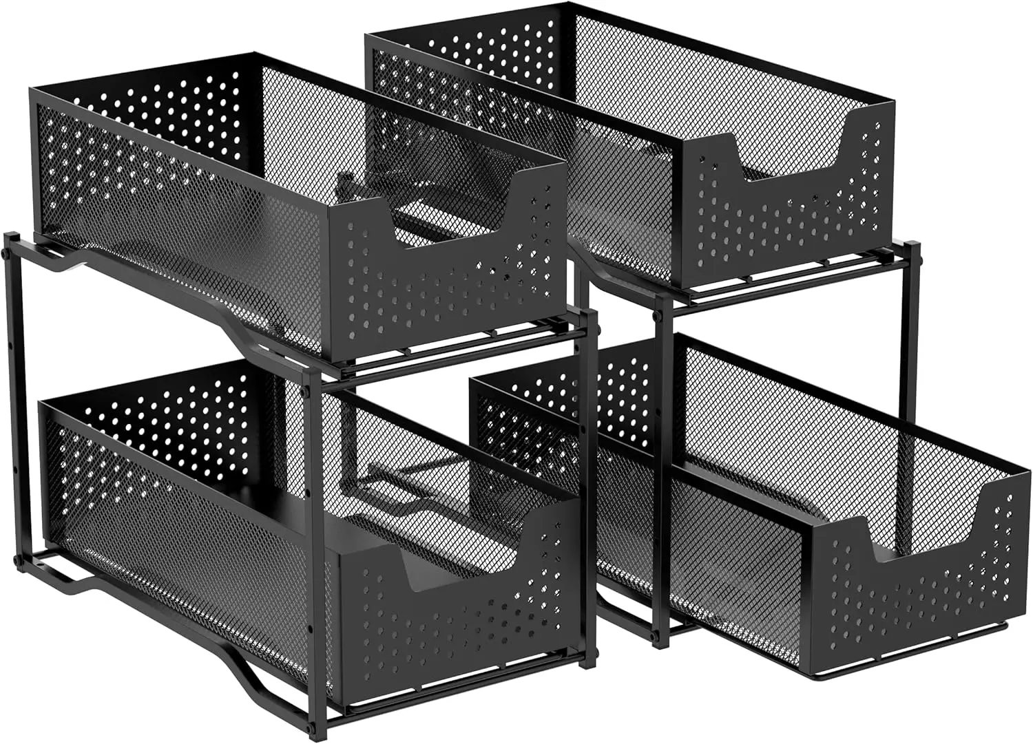 

Black 2 Tier Under Sink Organizer with Sliding Drawer - 2 Pack
