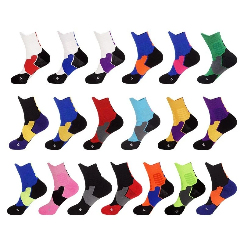엘리트 테리 안감 농구 러닝 양말 중간 길이 남녀용 전문 스포츠 양말 배드민턴 운동 양말 겨울 가을용
