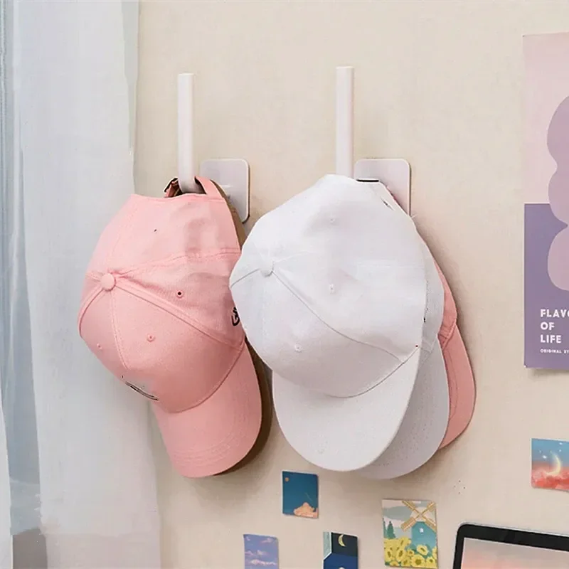 

Multi-functional Hat Rack for Baseball Caps，Wall Mounted Cap Holder with Adhesive Hooks and Shelf，No Drilling Hat Organizer