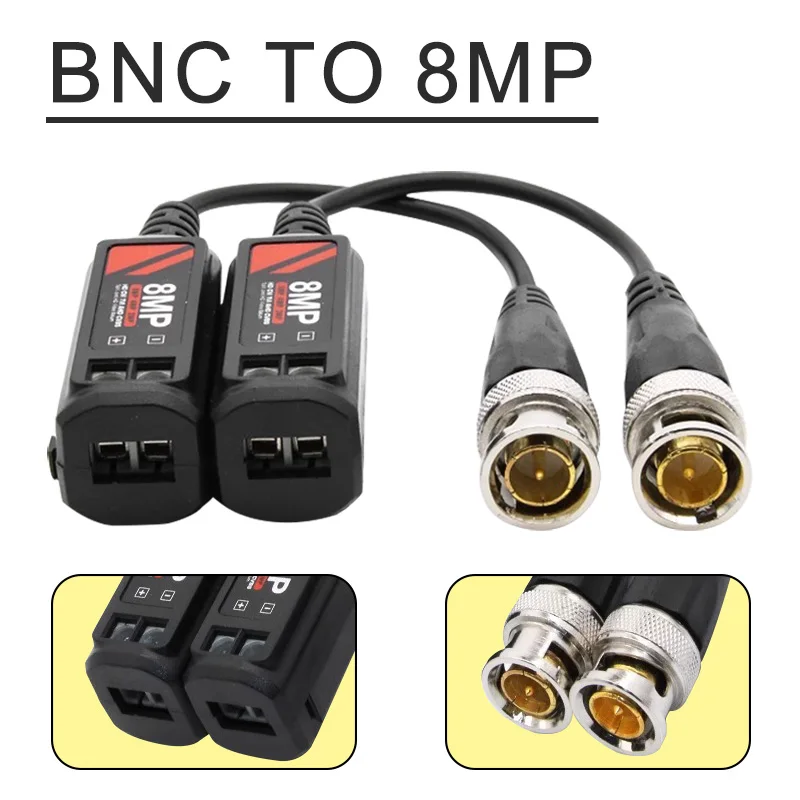 1Pairs 8MP Monitoring Camera Simulation Coaxial High-definition 1080 Twisted Pair Lock Screw 4K BNC Balun Passive Transceivers