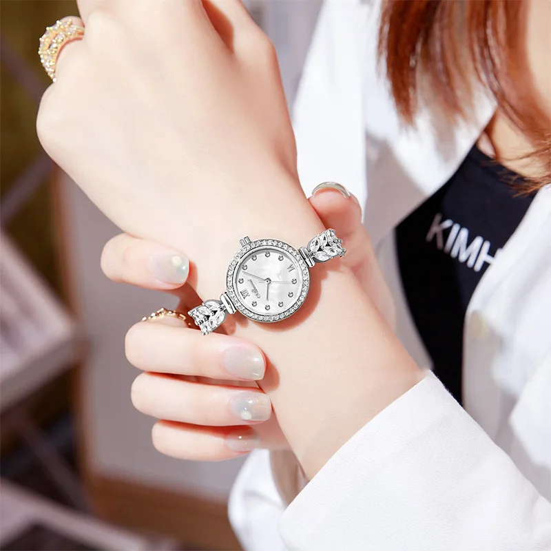 นาฬิกาผู้หญิงแฟชั่น Rhinestone สแตนเลสสตีลควอตซ์นาฬิกาชุดเครื่องประดับ Reloj Mujer (ไม่มีกล่อง)