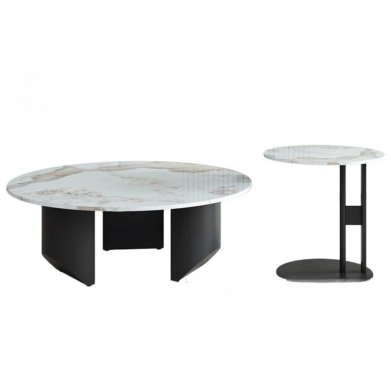 

Nordic living room size round rock slab coffee table, family modern highland storage table