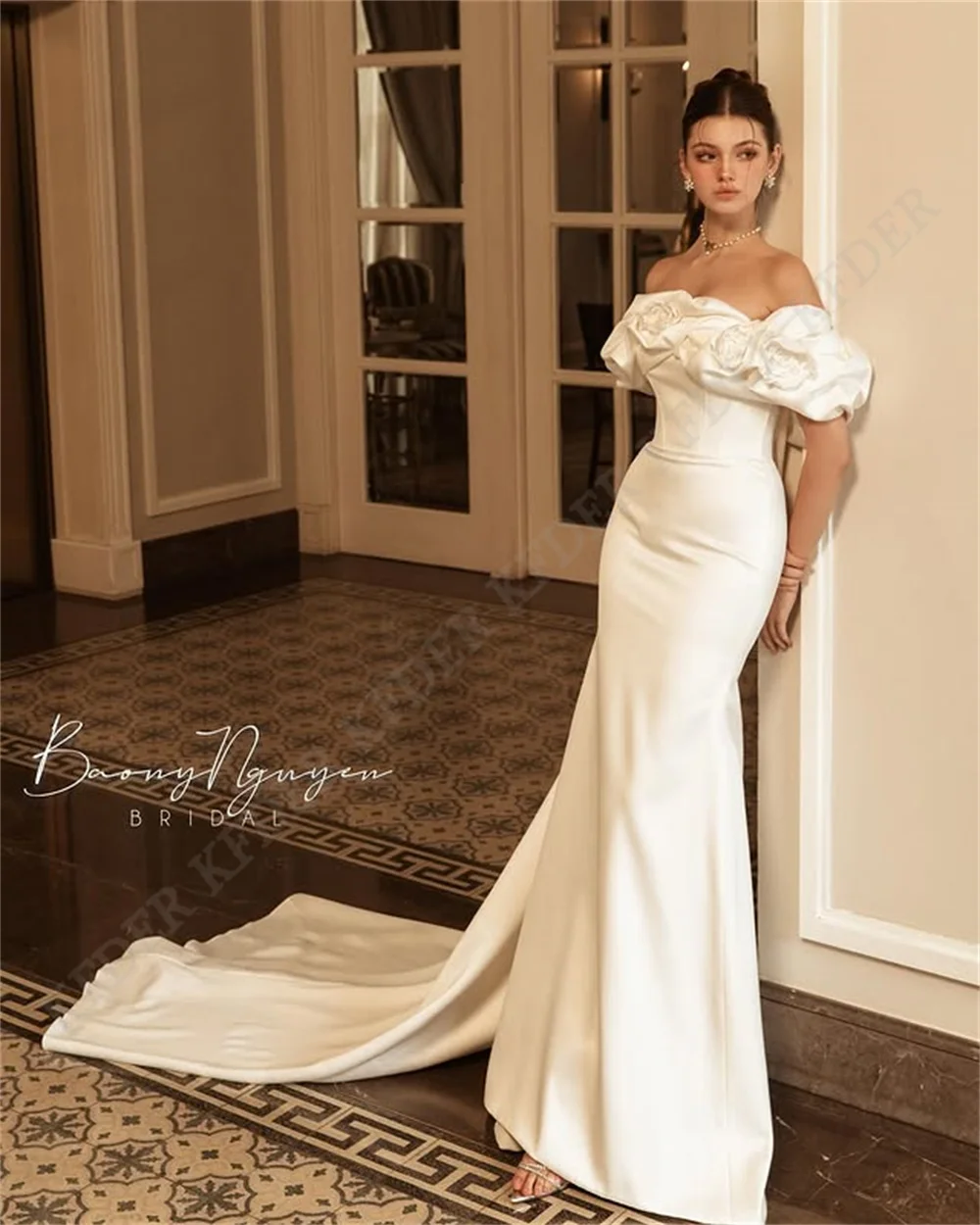 Vintage Off Shoulder Ruched Princess Wedding Dress Long Mermaid Newest Bride Bridal Gowns Dress Skirt Custom Size