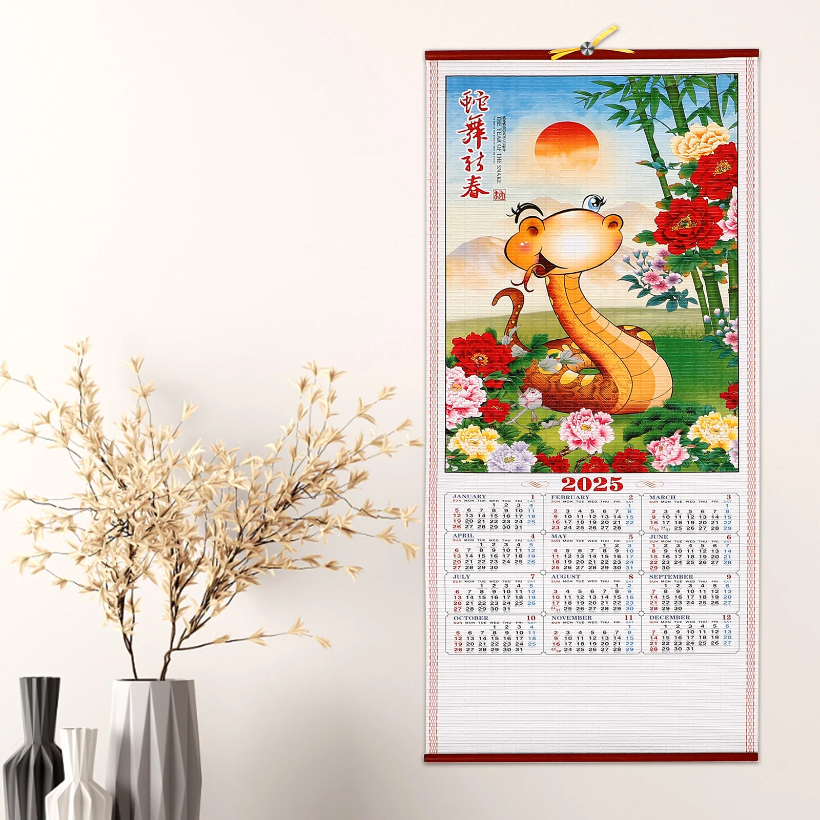 2 Pack Imitation Rattan Calendar Wall Office 2025 Hanging Room Decor Traditional Paper Planner Monthly