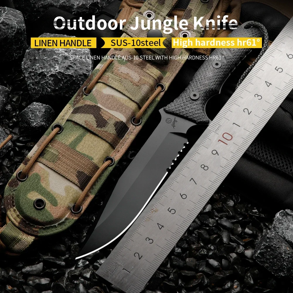 High quality multifunctional fixed blade - outdoor camping, rescue, and emergency survival knife, men\'s gift