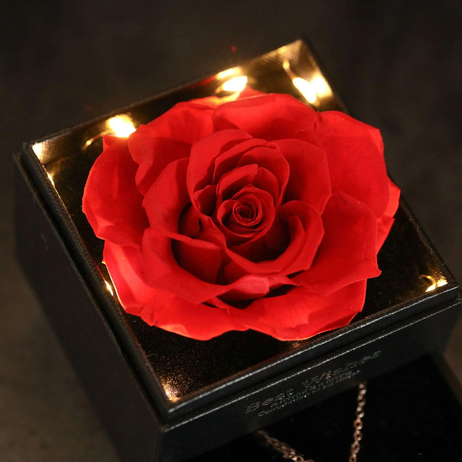 Preserved Real Rose Jewelry Gift Box for Women, Elegant Ring Necklace Drawer Case for Mother's Day Valentine's Day Anniversary