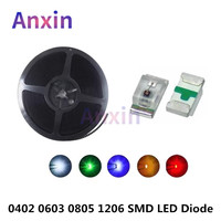 100PCS 0402 0603 0805 1206 SMD LED Diode White Red Yellow Emerald Green Blue Purple Orange Light Emitting Diode 1608 2012 3216