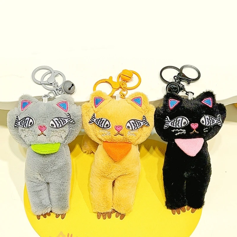 

Cat Shapes Keychain Plush Toy Pendant Keyring Stuffed Animal Charm Key Rings Soft Key Chain Ornament for Bag Phone