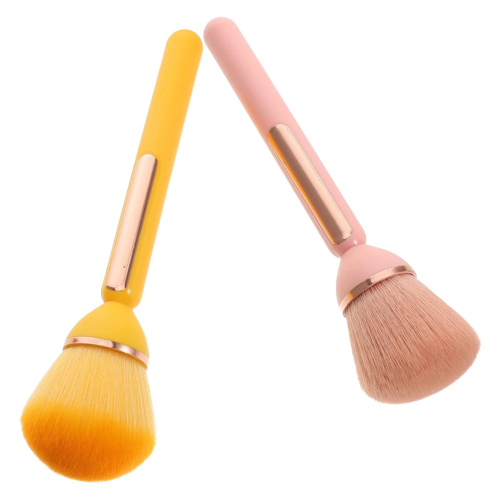 2pcs Lotus Shaped Makeup Brush Long Handle Soft Powder Blush Highlighter Face Brush Portable For Travel Everyday Use Compact