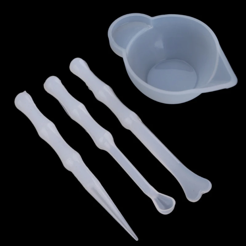 1 Set Silicone Stirrer Sticks Clear Glue Mixing Cups for DIY Resin Casting Jewelry Making Tools Accessories Kit