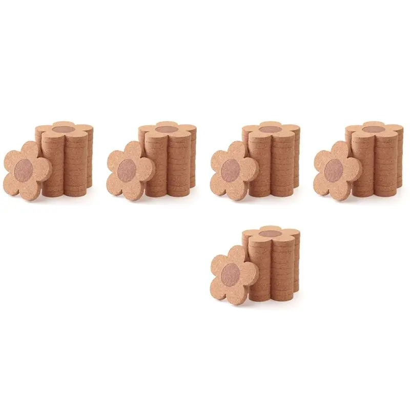 

60PCS Cute Coasters For Drinks,Absorbent&Reusable Coaster Set 4Inch Cork Flower Shape Coasters For Coffee,Tea Cup Mat-AB52