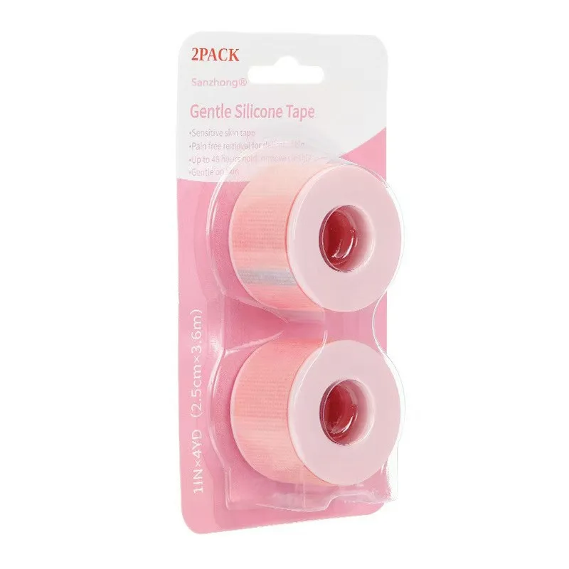 2 Rolls Eyelash Extension Pink/Blue Tape Non-Woven Gentle Silicone Gel Tape for Grafting False Eyelash Patch Under Eye Pads Tool