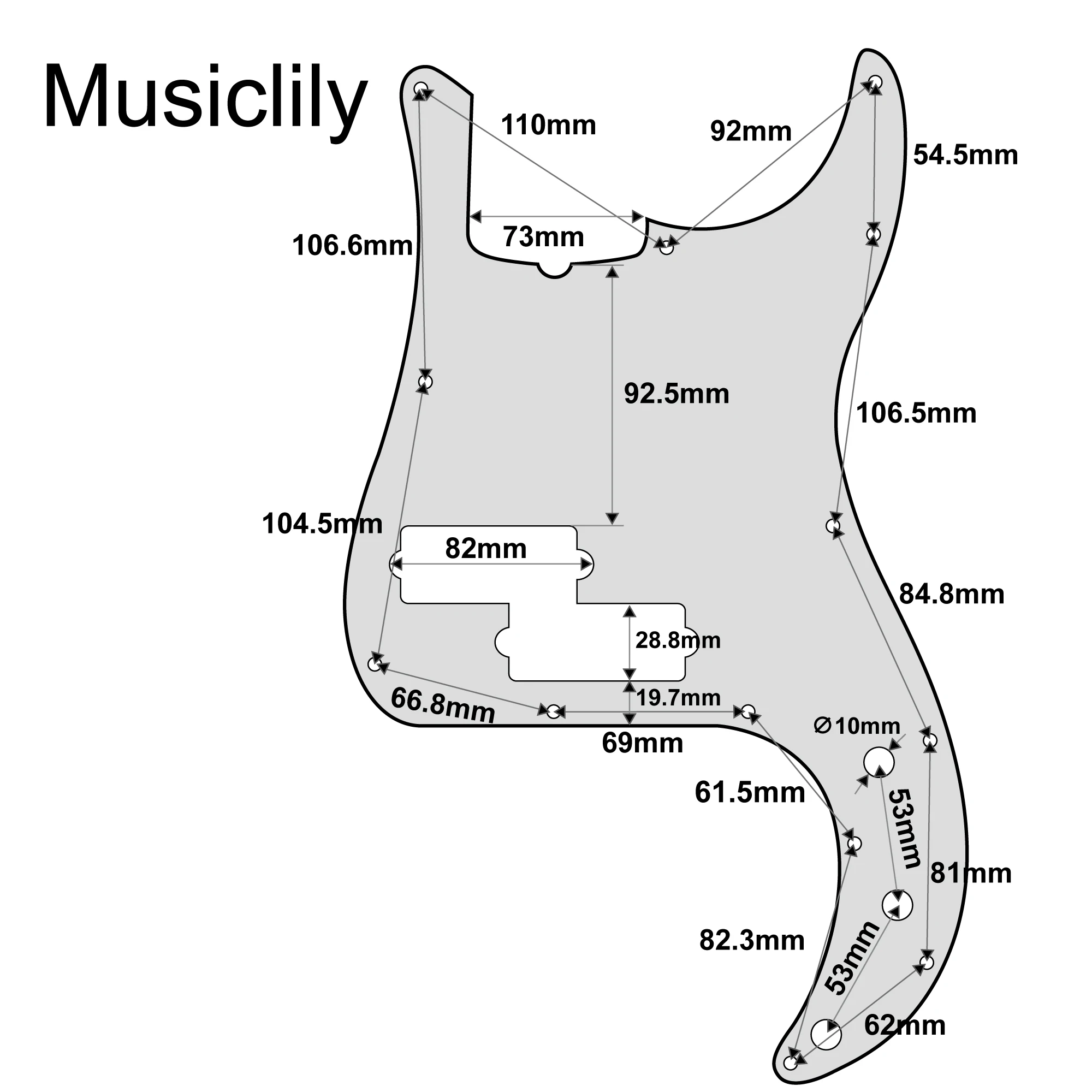 Musiclily Pro 펜더용 현대 P 베이스 픽가드, 미국 정밀 베이스, 5 스트링, 13 홀