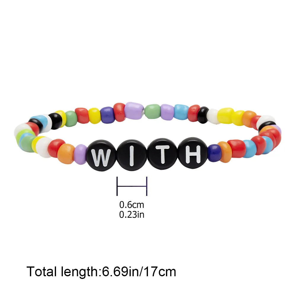 3Pcs Colorful Bead Acrylic Letter Bracelet Set Lightweight Safe Comfortable Adds Joy to Life Perfect Gift Friend Lover Family