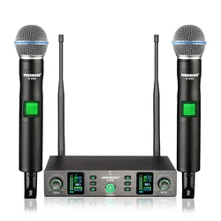 FREEBOSS Dual Channel Wireless Microphone UHF Detachable Capsule core 2 Handheld  Dynamic Mic Metal Radio Karaoke System K-92A