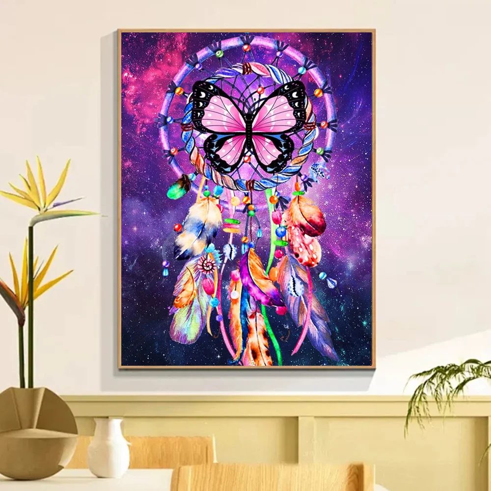 Frameless, 5d Diamond Mosaic Flower Full  Sqaure Diamond Painting Dreamcatcher Complete Kit Art Diy Gifts Wall Decor view 3