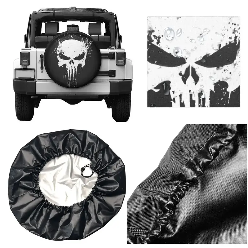 Skeleton Skull Spare Tire Cover Weatherproof Dust-Proof Heavy Metal Wheel Covers for Jeep Pajero 14" 15" 16" 17" Inch - Image 5