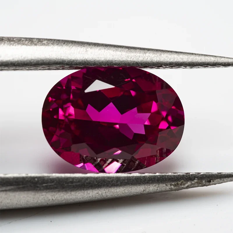 Lab Grown Ruby Oval Shape Rubellite Color VVS1 Stone For Charms Diy Jewelry Making Pendant Materials Selectable AGL Certificate