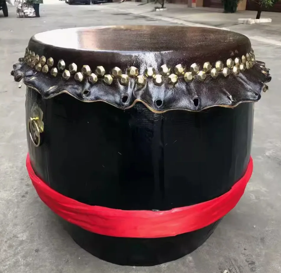 Cowhide drum 12 inches black Lion dance drum Chinese drum percussion instrument