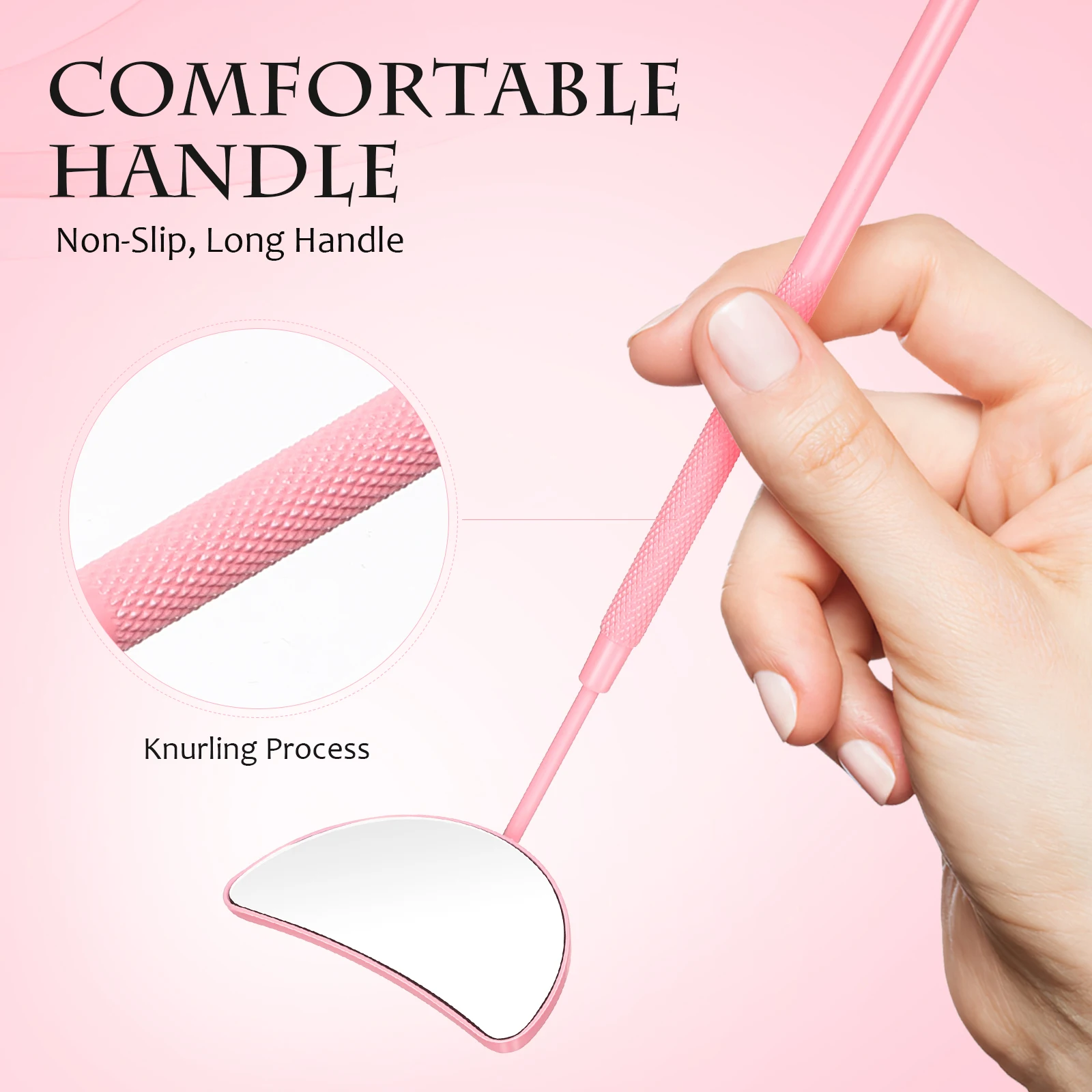 2 قطعة مرآة تمديد رمش يده مرآة زجاجية نصف القمر شكل عدم الانزلاق لاش أداة فحص الرموش الإمدادات ، #4