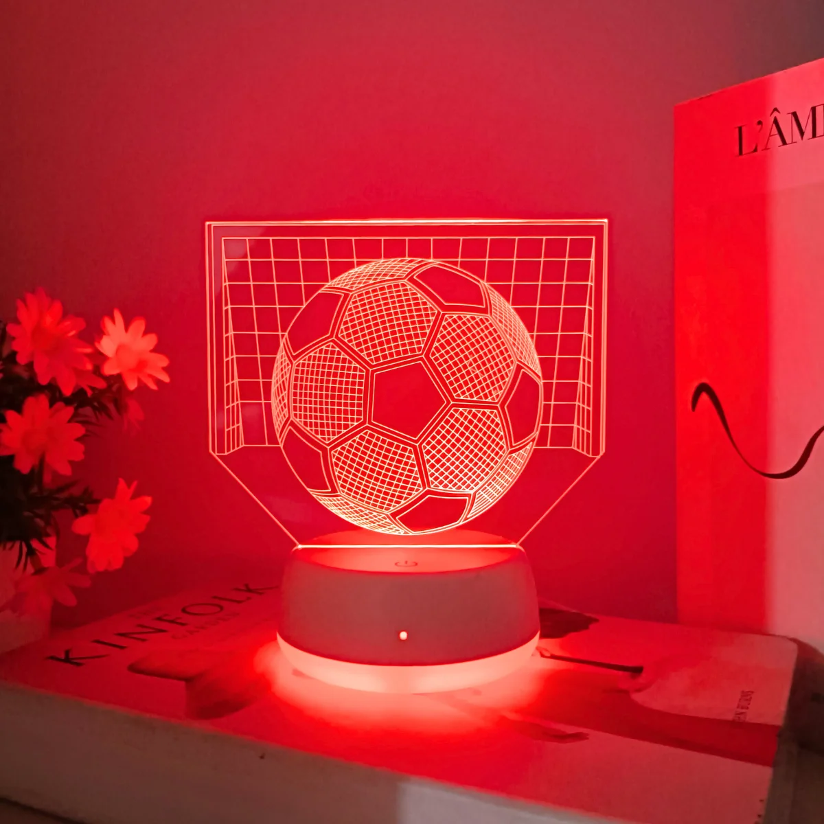 1pc modern creative football 3D night light, with touch switch control for seven different light colors to gradually change.
