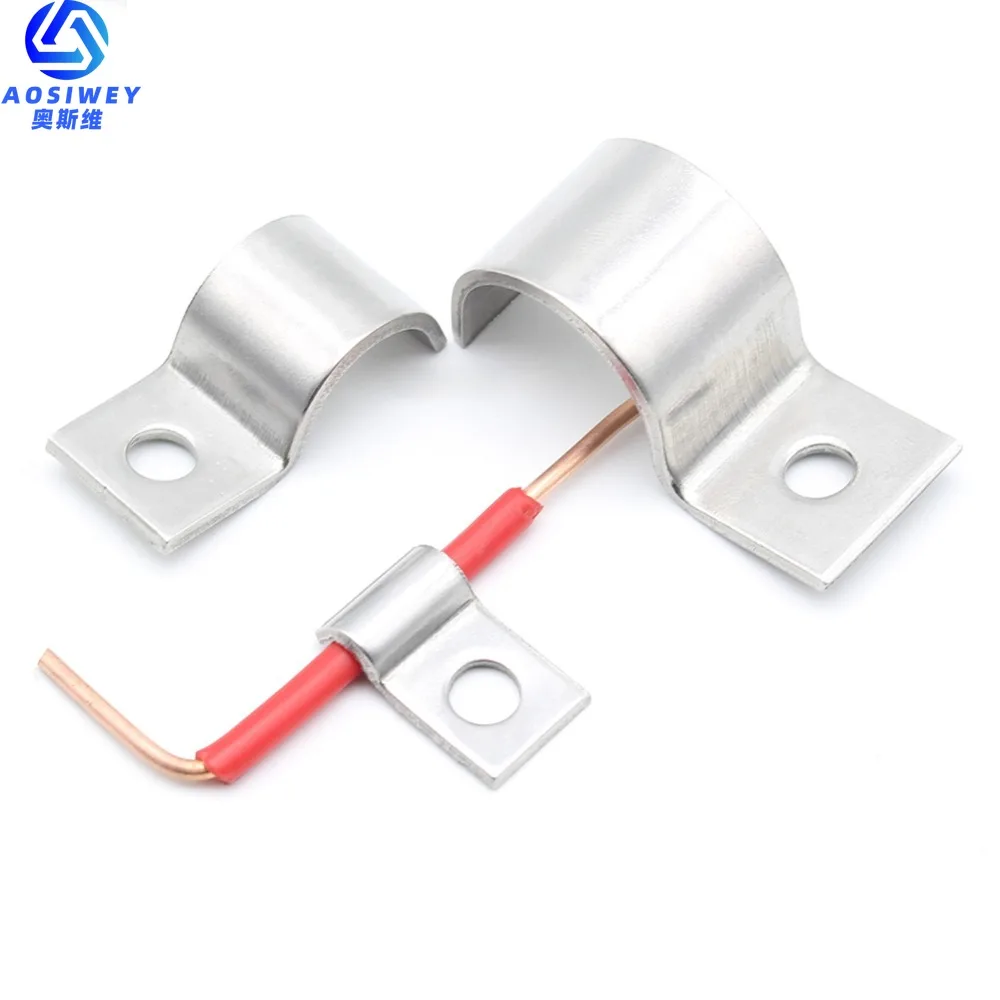 10pcs P-Type Stainless steel Single pipe Clamp Instrument Line/Wire/Tubing/Gas pipe Cable Clamp Building Installation Fixed Clip