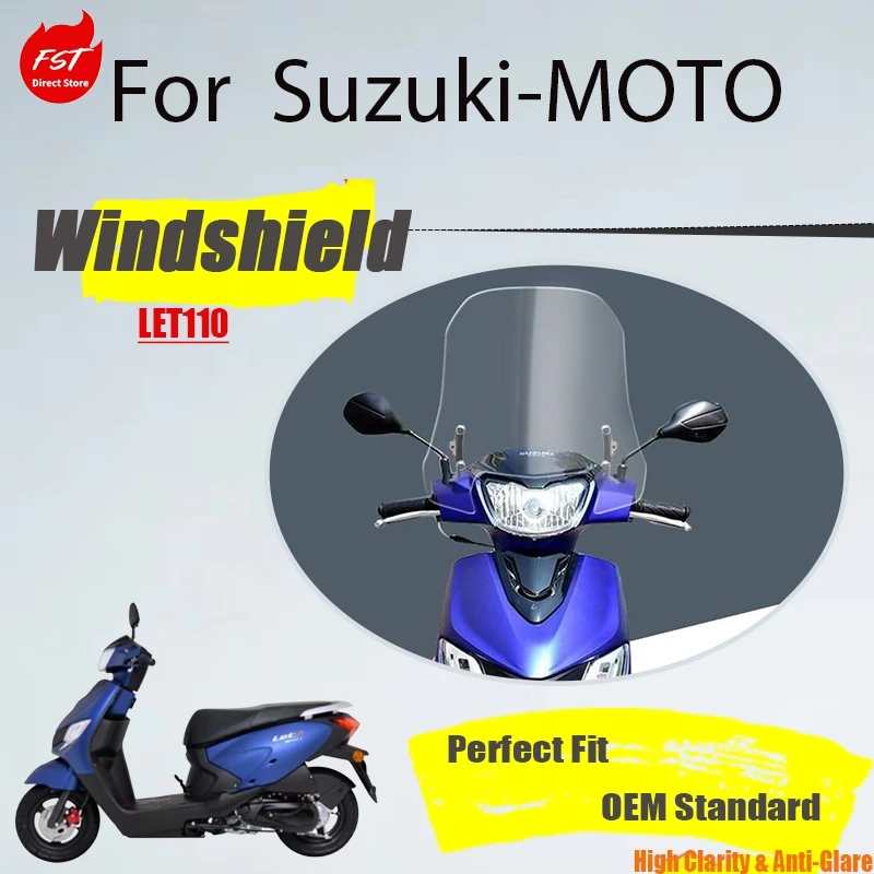 Suitable For Suzuki Let's110 Dolphin Modified Wind Baffle Windshield Front Baffle Bracket Windshield