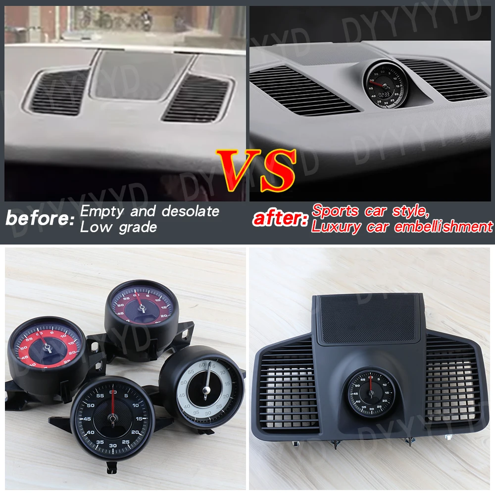 Car Dashboard Stopwatch Decoration Clock Time Support Sport Chrono for Porsche Cayenne 9Y0 2018-2023 Interior Center accessories