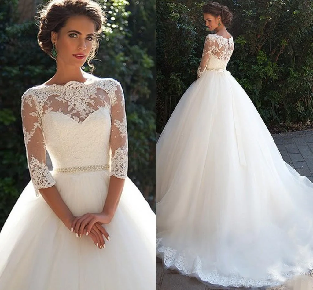 

Lace Wedding Dress High Neck Long Sleeve Wedding Dress Lace Slimming Elegance Bride Tail Wedding Dress