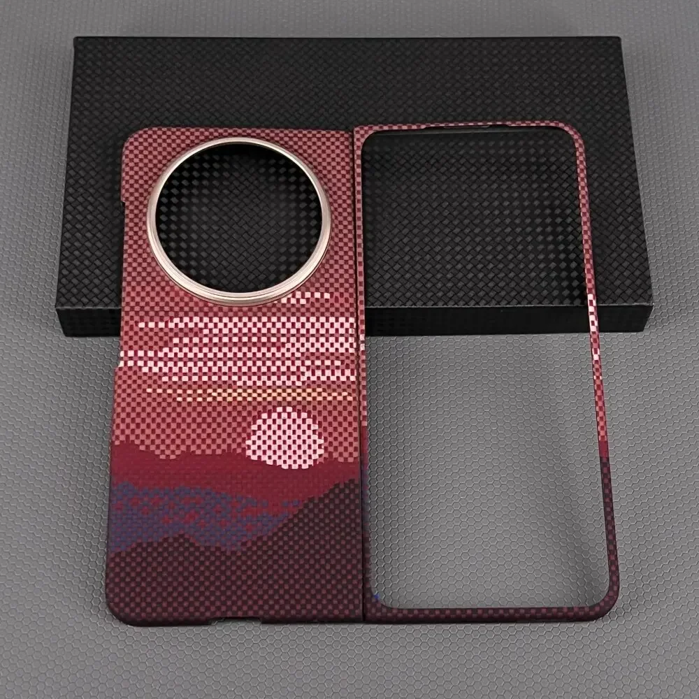 100% Kevlar Genuine Aramid Fiber Case for Vivo X Fold 6, Ultra Thin Carbon Fiber Texture Magnetic Shockproof Protective Cover