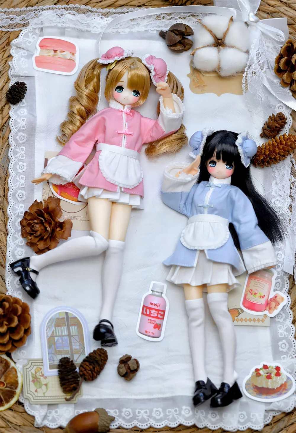BJD doll clothes suitable for ob22 ob24 azone size  Cute maid bun clothes set  doll accessories (5 points)