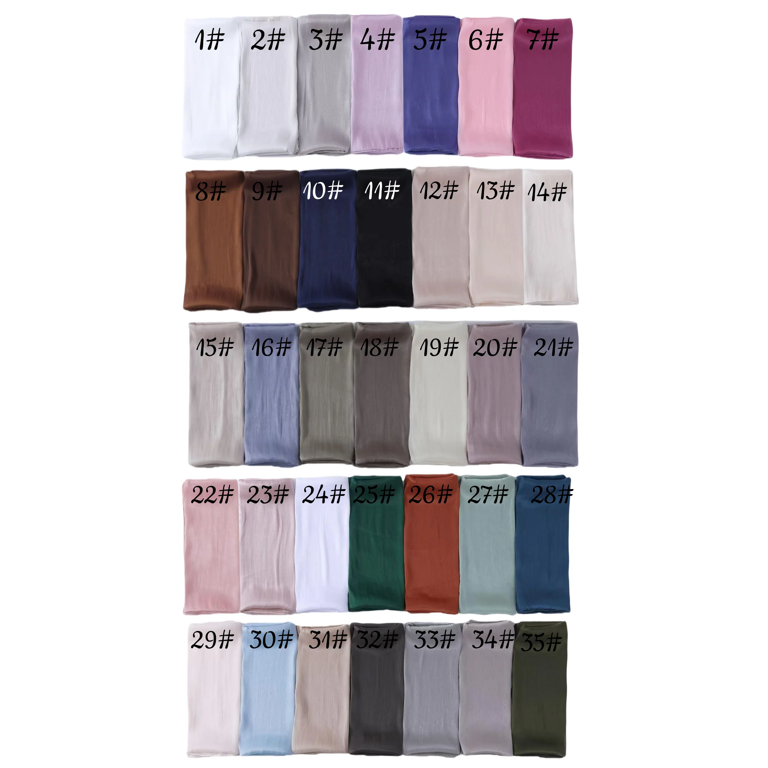 Sciarpa Hijab da donna in 35 colori Sciarpe lunghe musulmane lucide Sciarpa luccicante in raso di organza con scialle turbante morbido e leggero