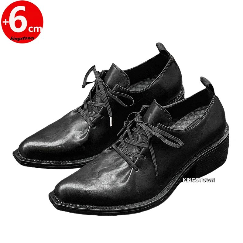 

Leather Men Leather Business Elevator Shoes Lift Man Height Increase 6cm Plus Size 38-46