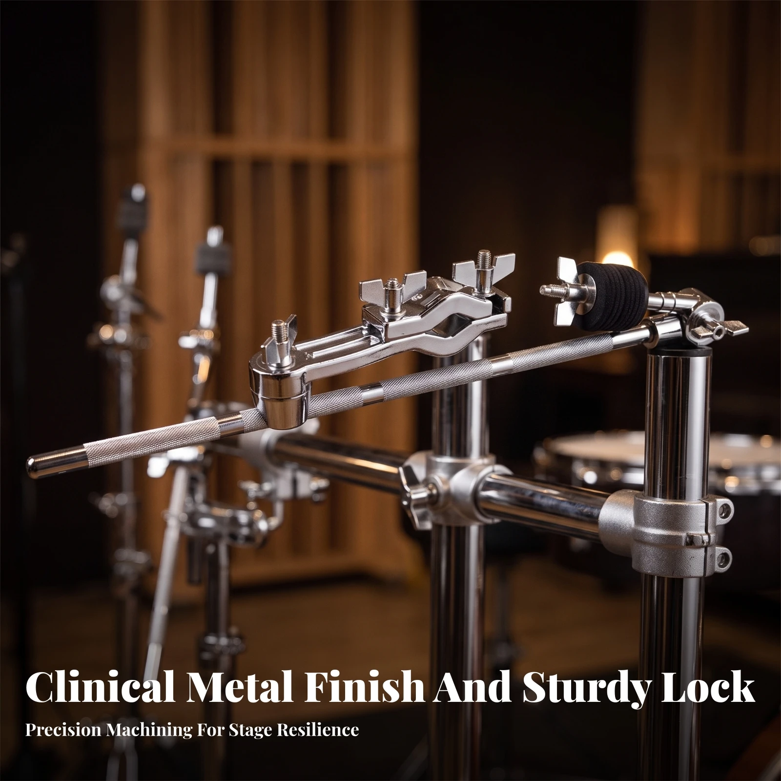 Drum Hardware Extension Clamp Quick-Adjustable Drum Kit Clamp with Rod Metal Sturdy for Drummers, Stage, Rehearsal Rooms