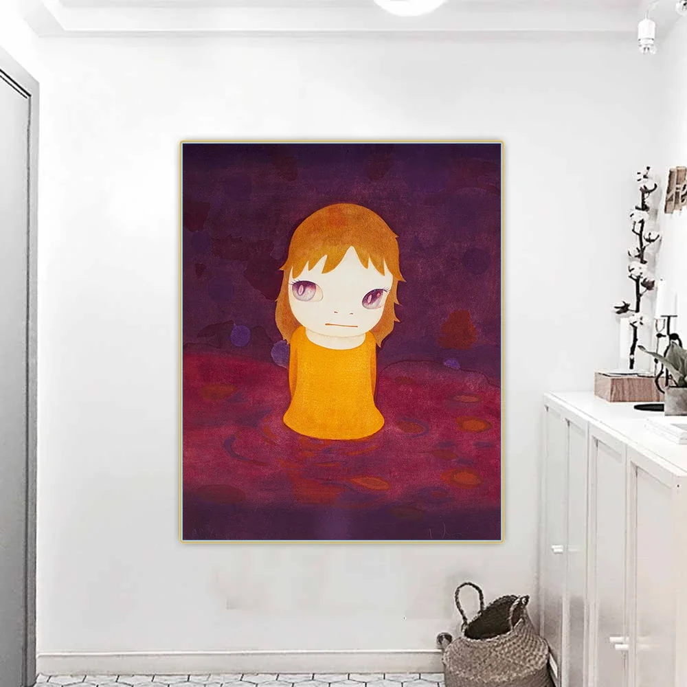 Yoshitomo Nara《After the Acid Rain.Night Version》Cartoon Japanese Canvas Painting Aesthetic Picture Wall Decor Home Decoration