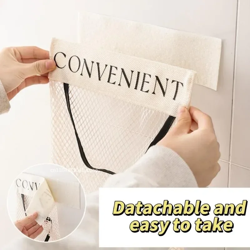 1-5PCS Wall-mounted Hanging Mesh Storage Bag Large-capacity for Kitchen Garbage Bag Plastic Packaging Tools Organizer Holder