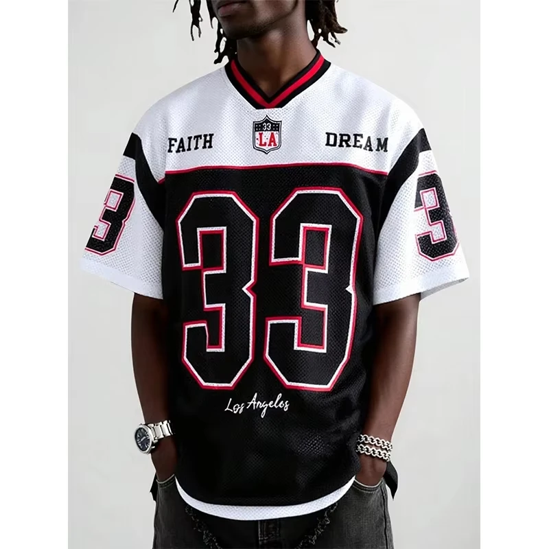 2026 Jersey Men T-Shirt Wide V-Neck Fashionable Street Wear Hip Hop Rock T-Shirt Los Angeles Top 3D Digital Printing Hip-Hop view 4