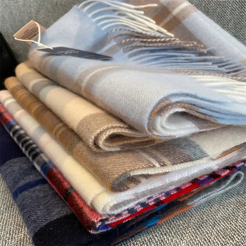 100 Percent Australian Wool Plaid Scarf Winter Warm Premium Soft Unisex Couple Neck Wrap Student Birthday Present